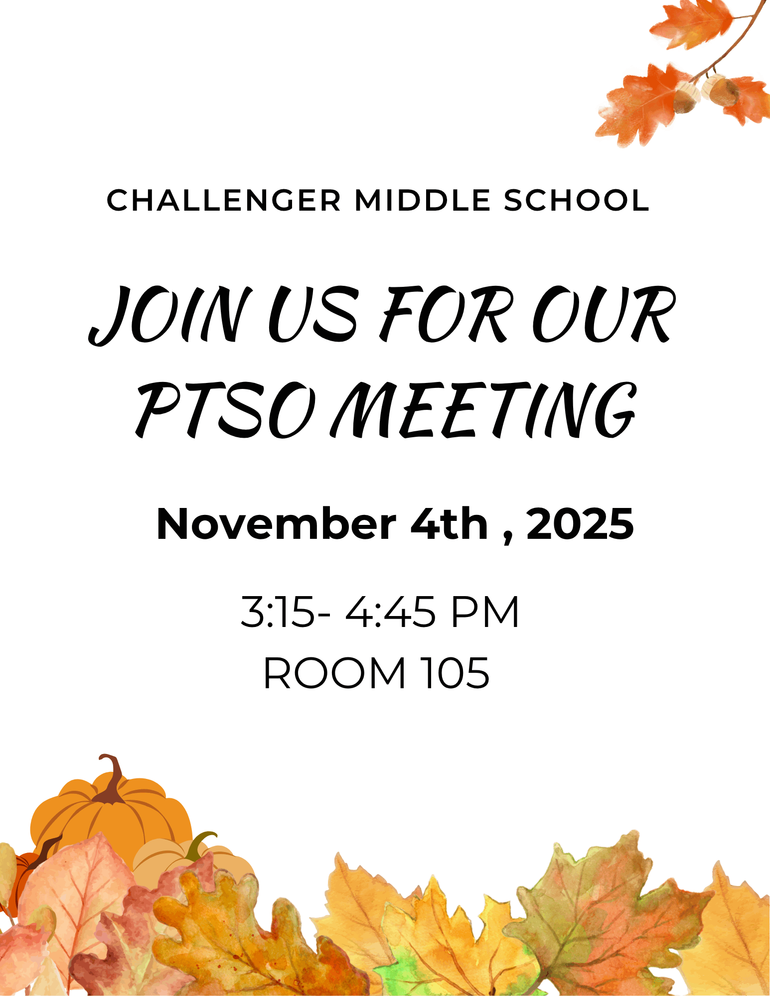 Fall themed PTSO Meeting invitation